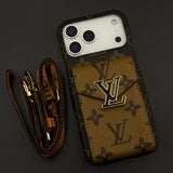 Luxury Fashion Brand Monogram Cardholder Sling Case for iPhone 17 Series