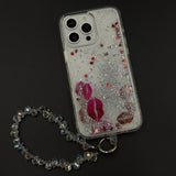 Floating Glitter Sparkle Strap Holder Case Cover for iPhone