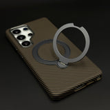 Carbon Fibre Case with Rotating Stand & MagSafe for Samsung Galaxy S25 Ultra | Protective Cover