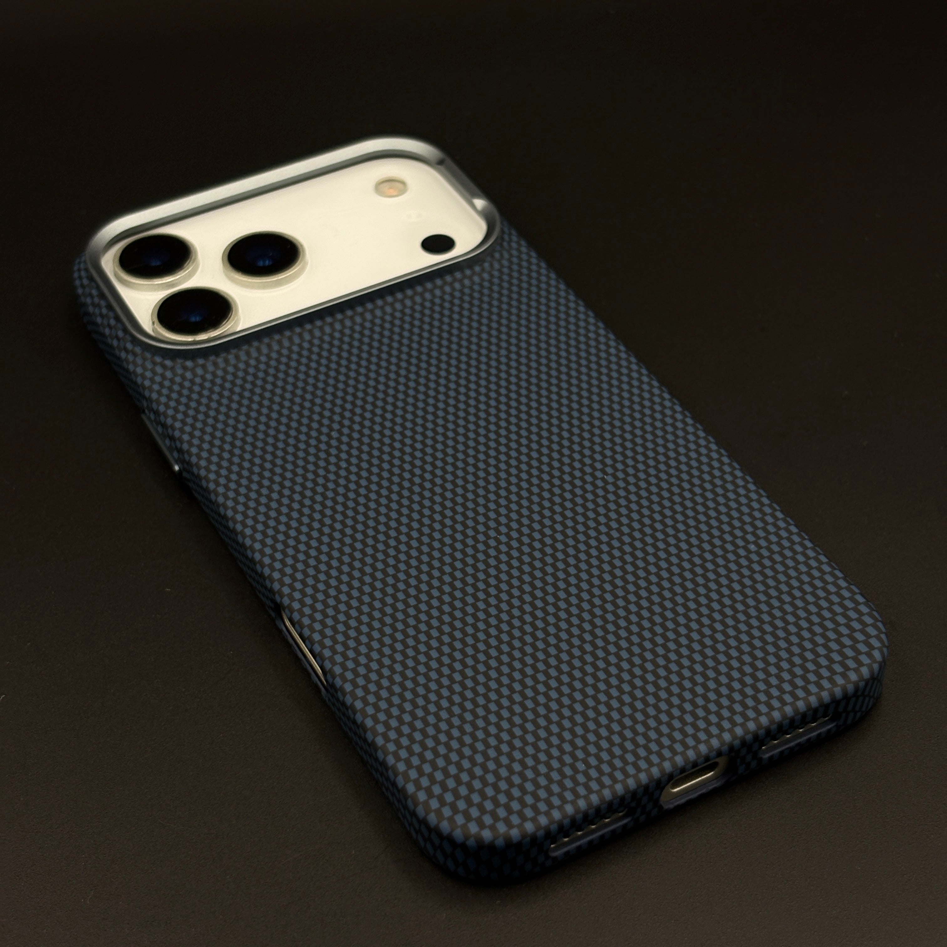 Midnight Navy Carbon Fibre Feel Hidden MagSafe Mobile Case Cover for iPhone 17 Series | Slim Protective