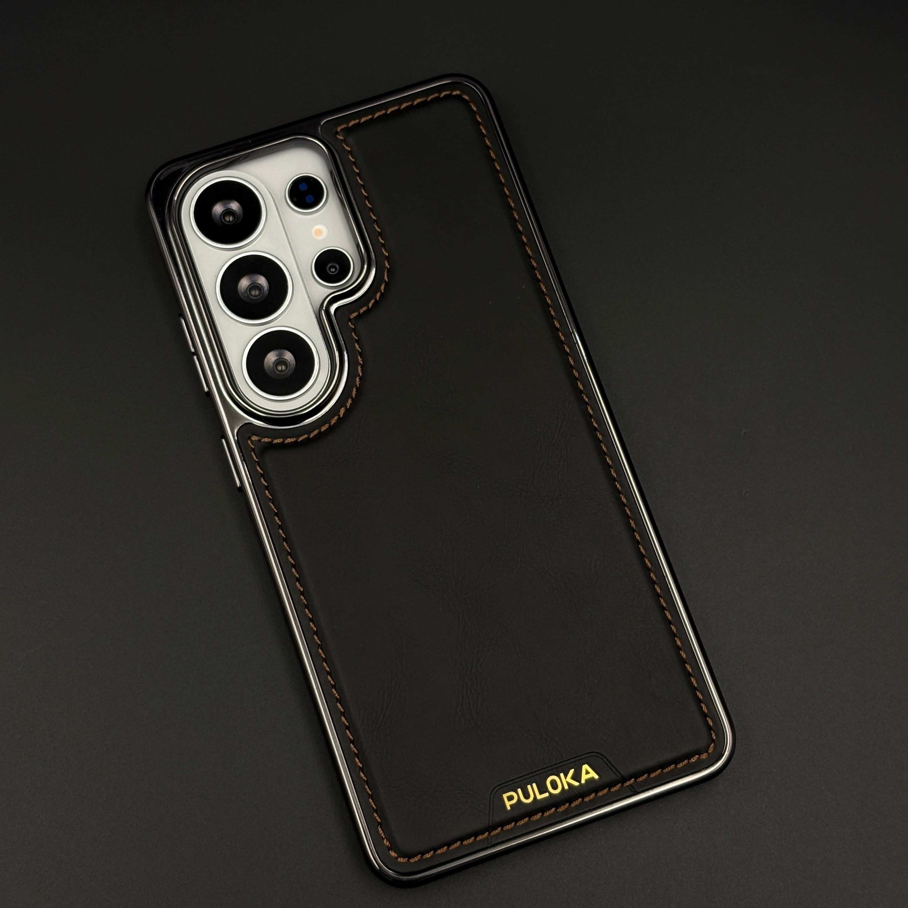 Stitch Leather Hidden MagSafe Case for Samsung Galaxy S26 Ultra | Chrome Trim Luxury