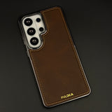 Stitch Leather Hidden MagSafe Case for Samsung Galaxy S26 Ultra | Chrome Trim Luxury