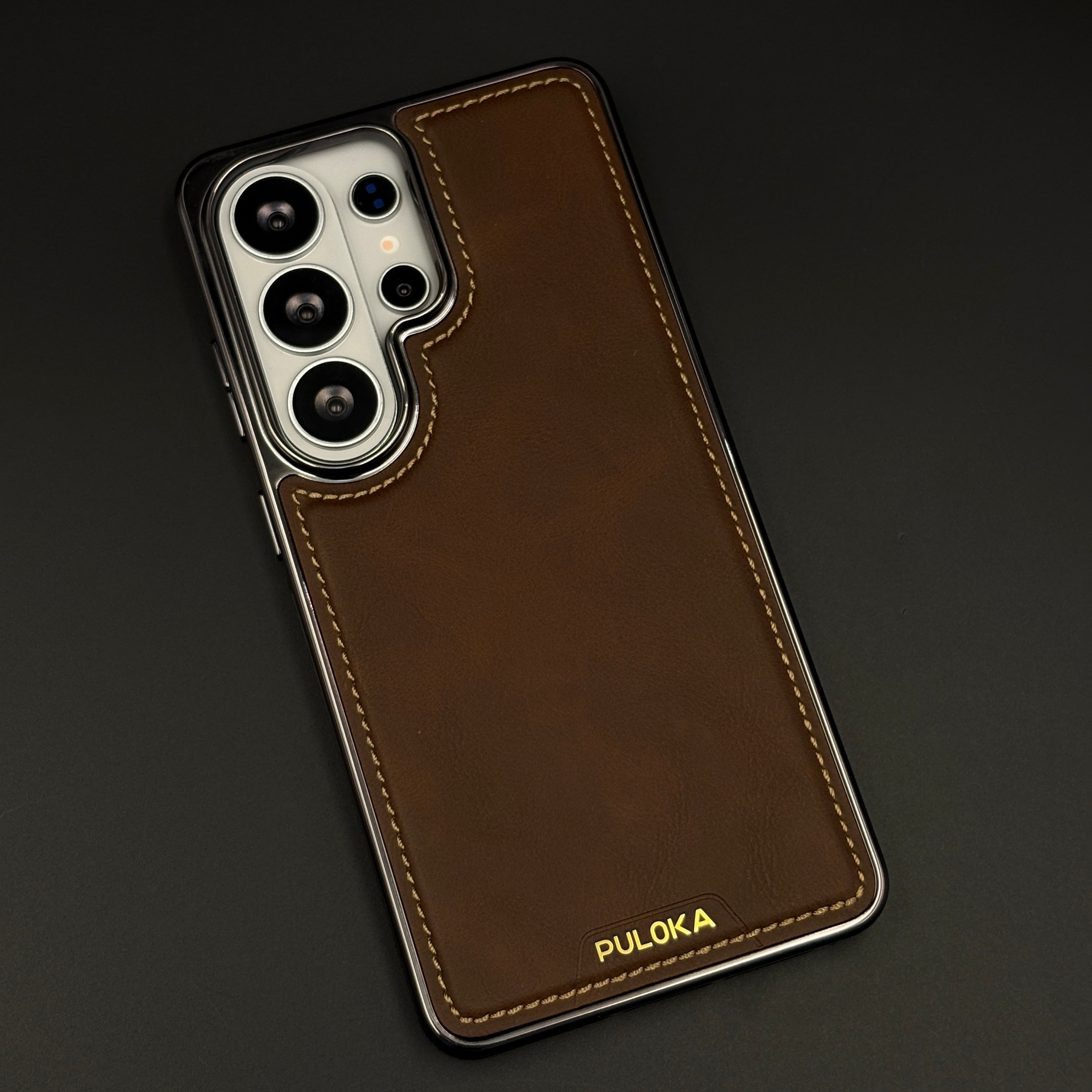 Stitch Leather Hidden MagSafe Case for Samsung Galaxy S26 Ultra | Chrome Trim Luxury