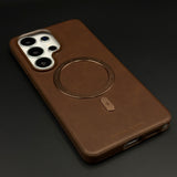 Luxury Leather MagSafe Mobile Case Cover for Samsung Galaxy S26 Ultra | Magnetic Charging Support