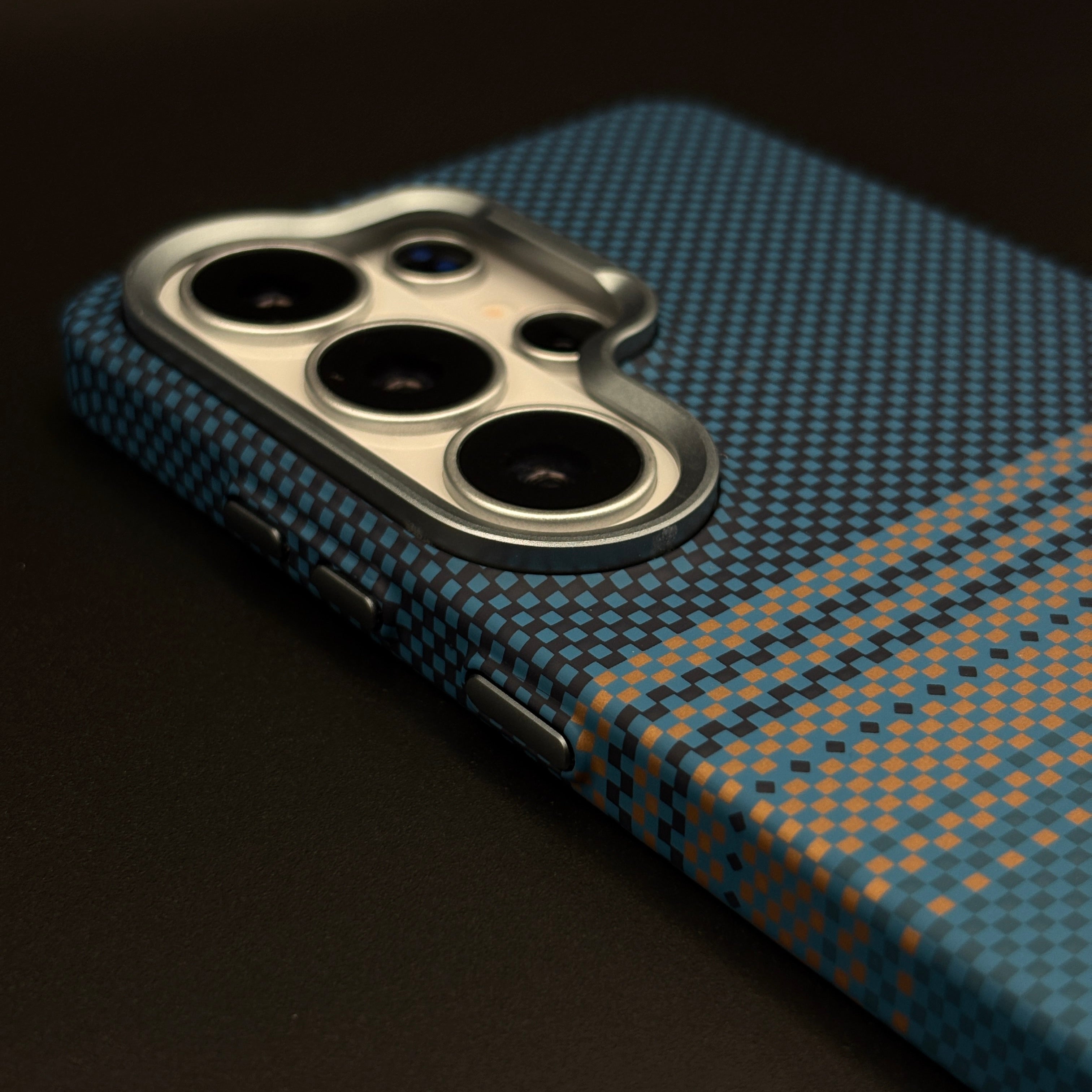 Teal Stripe Hidden MagSafe Carbon Fibre Feel Case for Samsung Galaxy S26 Ultra