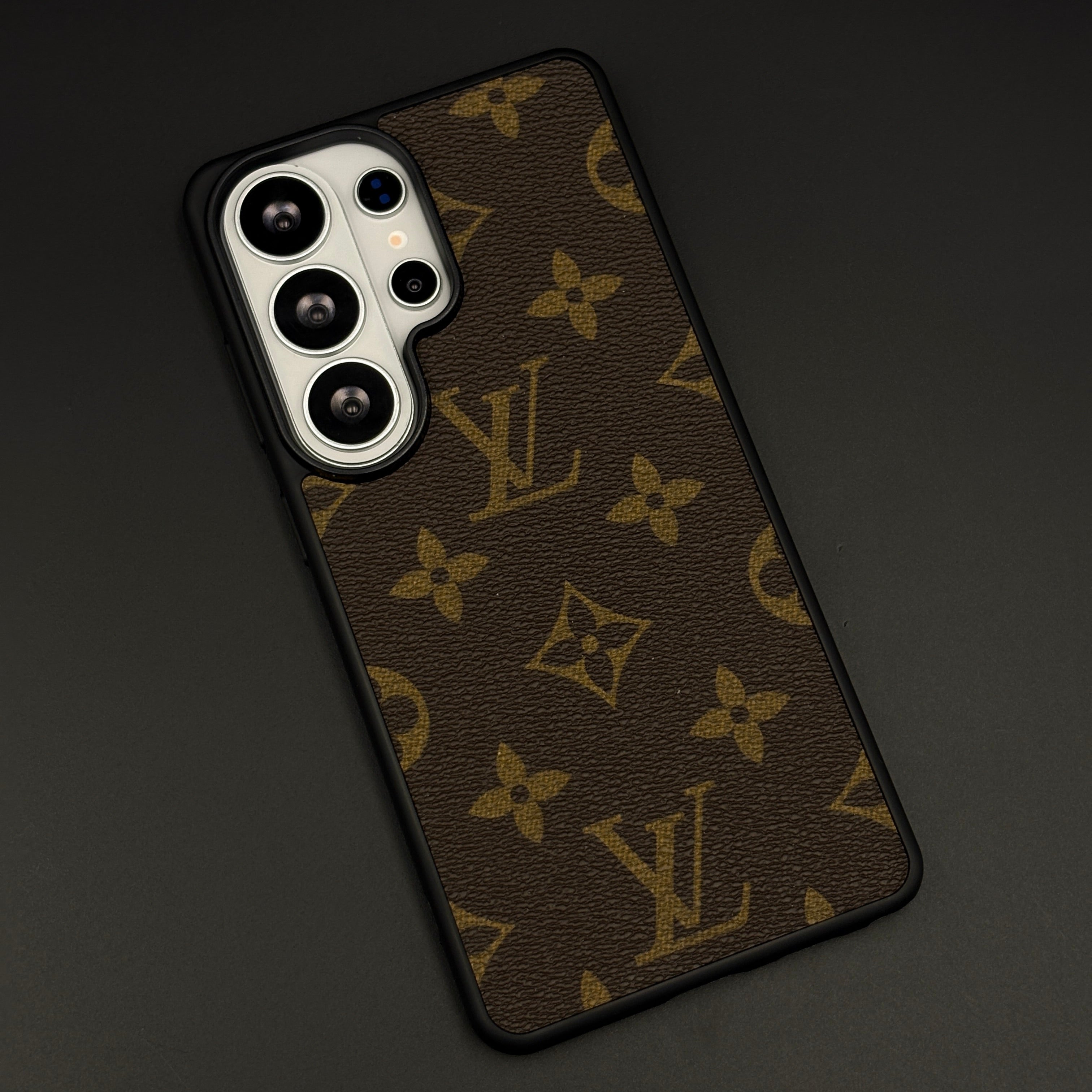 Luxury Brand Black Border PU Leather Case for Samsung Galaxy S26 Ultra | Designer Protective Cover