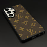 Luxury Brand Black Border PU Leather Case for Samsung Galaxy S26 Ultra | Designer Protective Cover