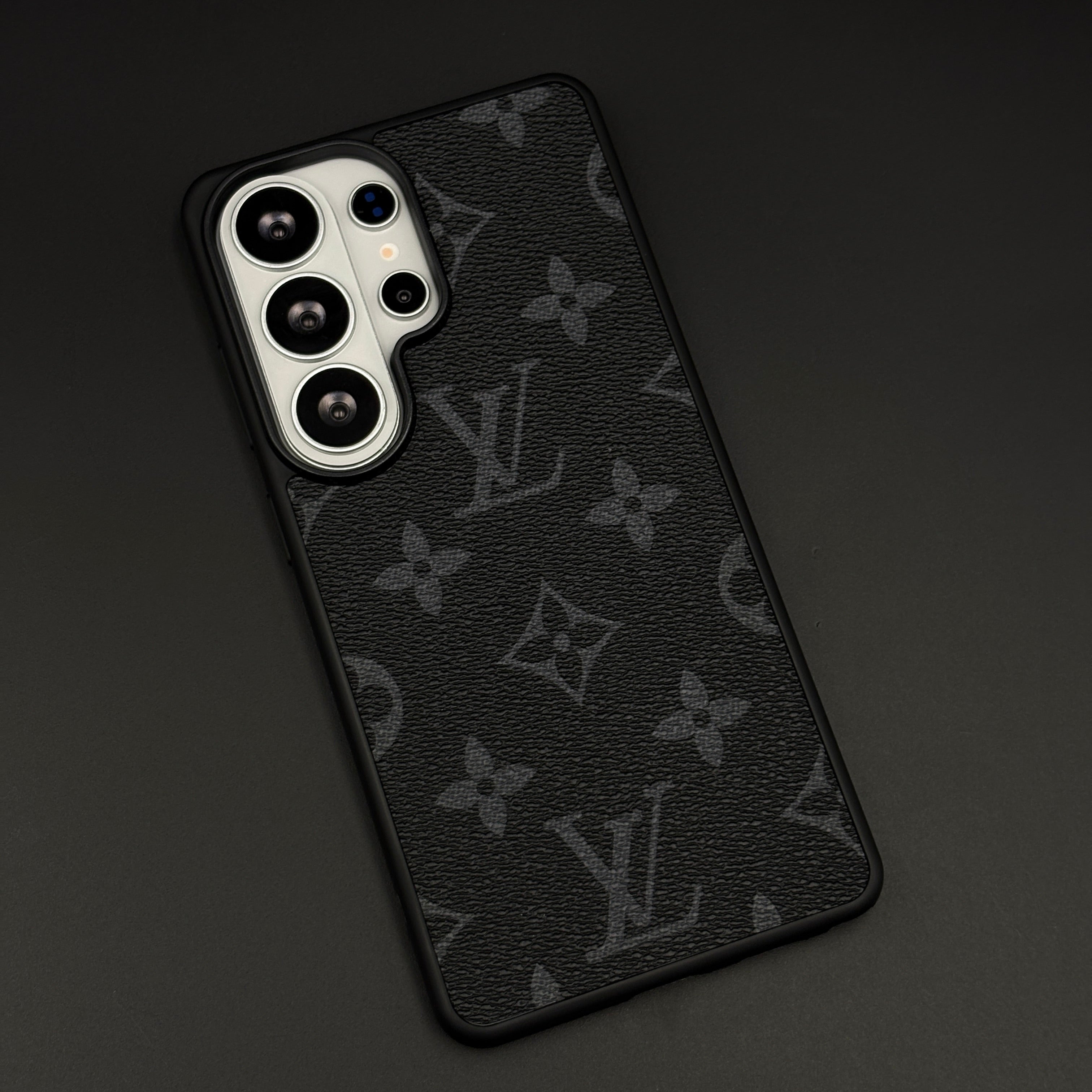 Luxury Brand Black Border PU Leather Case for Samsung Galaxy S26 Ultra | Designer Protective Cover