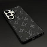 Luxury Brand Black Border PU Leather Case for Samsung Galaxy S26 Ultra | Designer Protective Cover