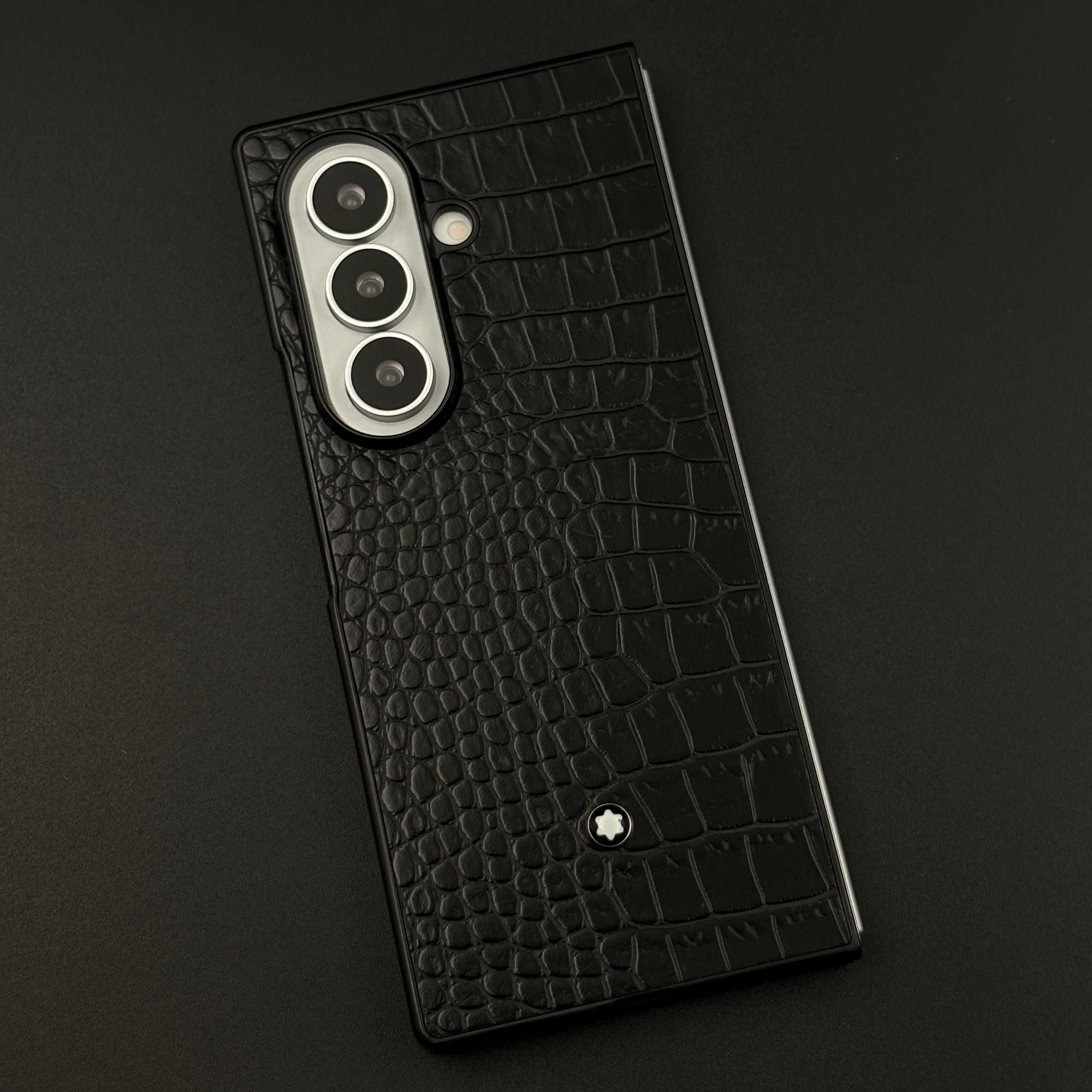 Croc Pattern MB Logo Case for Samsung Galaxy Z Fold 7 | Luxury Embossed Leather Protection