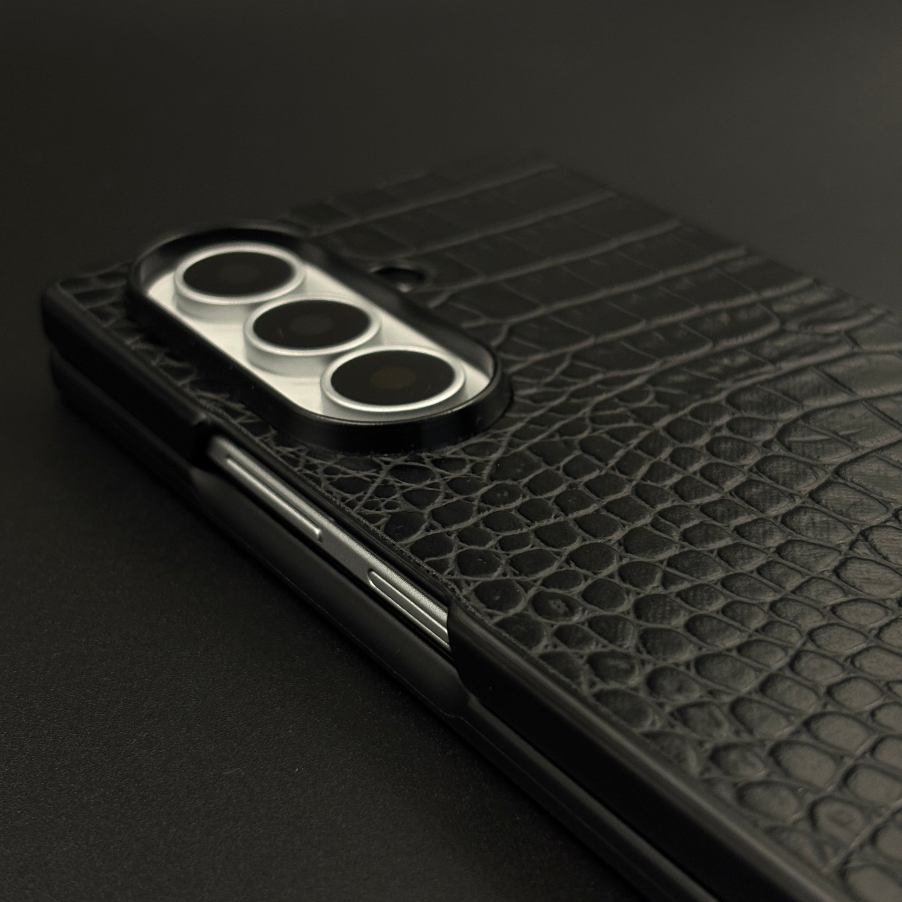 Croc Pattern MB Logo Case for Samsung Galaxy Z Fold 7 | Luxury Embossed Leather Protection