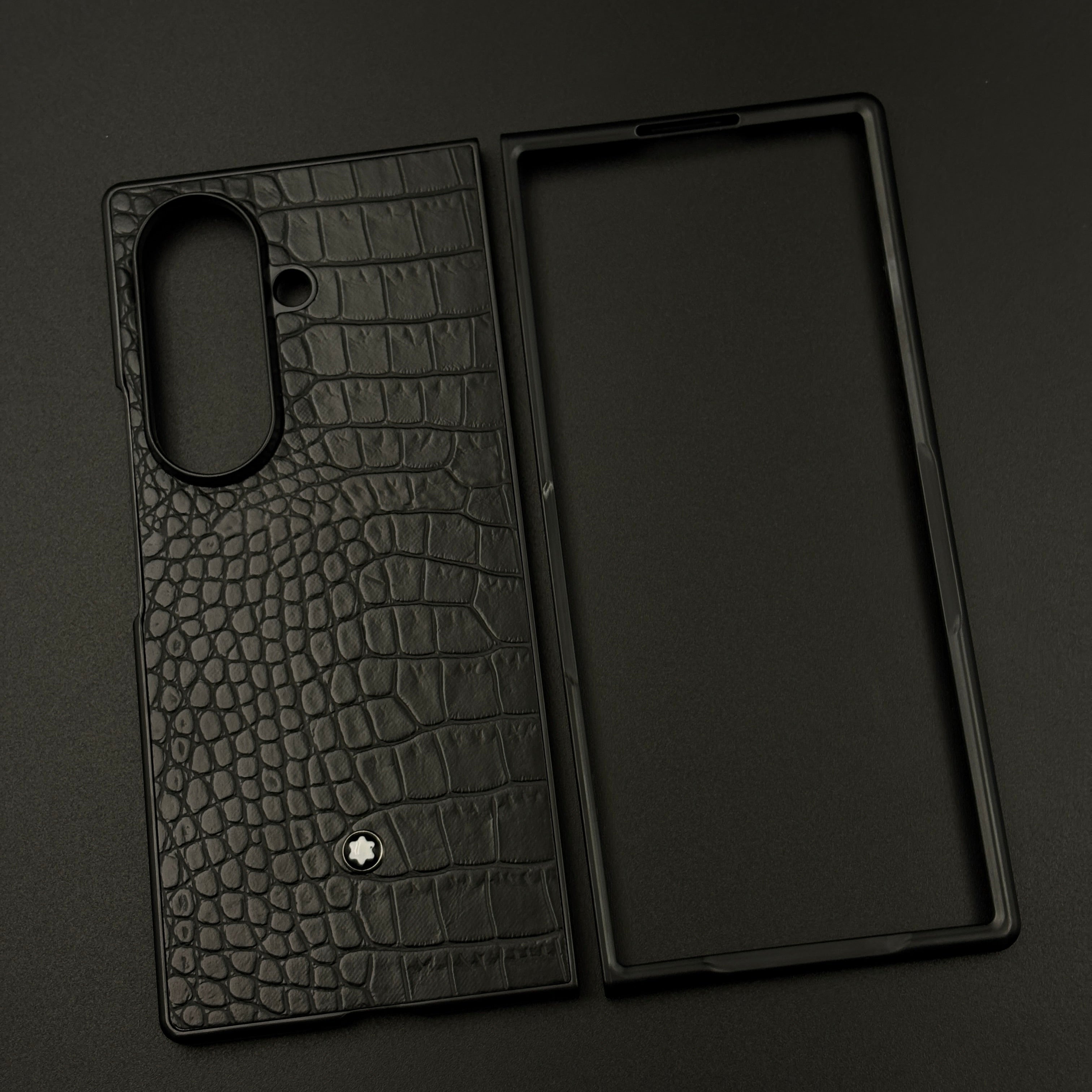 Croc Pattern MB Logo Case for Samsung Galaxy Z Fold 8 Ultra | Luxury Embossed Leather Protection