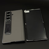 Leather Hinge Protection Kickstand Mobile Case Cover for Samsung Galaxy Z Fold 7 | Front Screen Protector Included