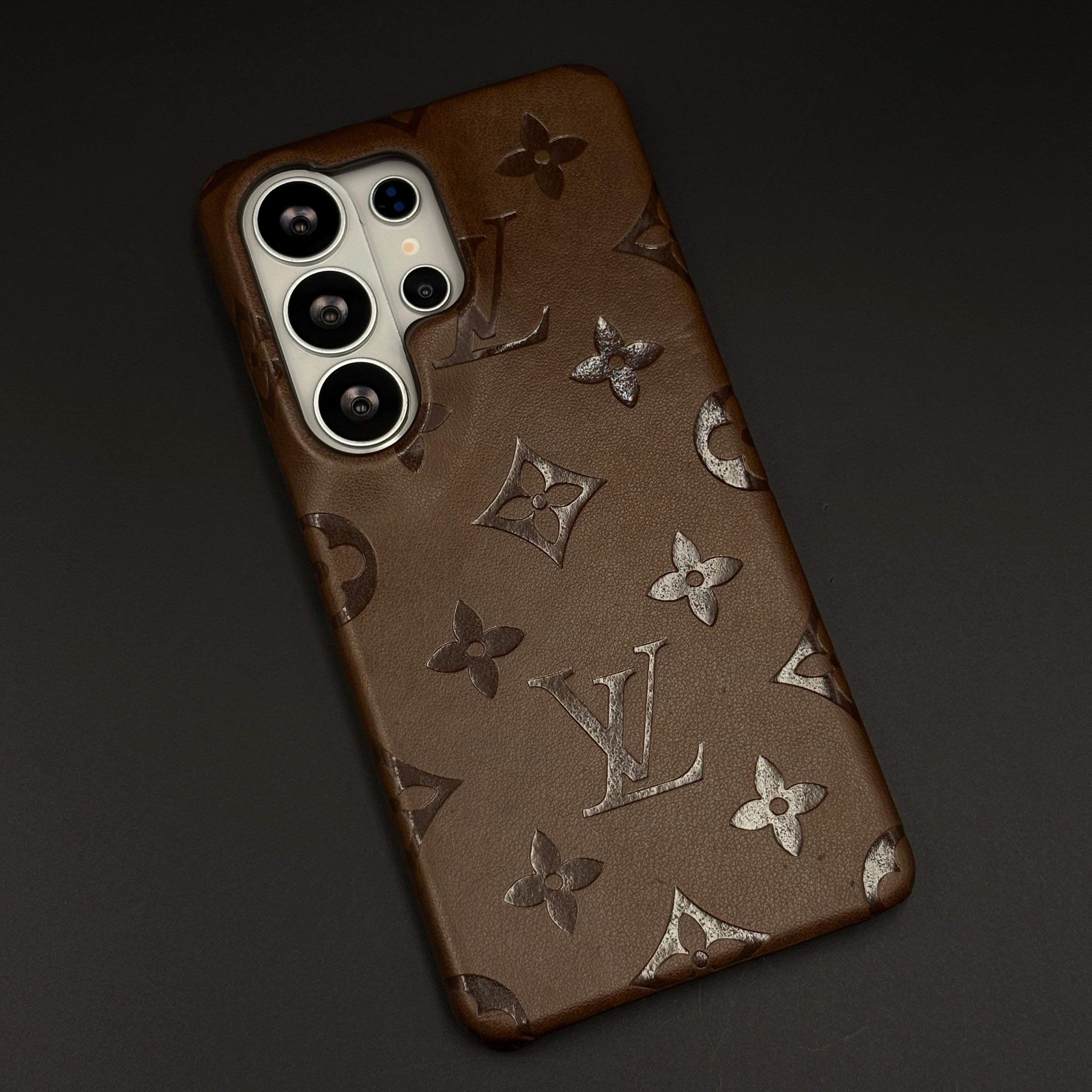 Branded Embossed Monogram Leather Texture Mobile Case Cover for Samsung Galaxy S26 Ultra