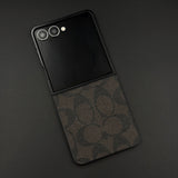 CC Pattern PU Leather Case Cover for Samsung Galaxy Z Flip 7 | Iconic Luxury Brand | Slim Designer Fit