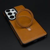 Magnetic Leather MagSafe Case for Samsung Galaxy S25 Ultra | Premium Stitch Finish | Kickstand Ring