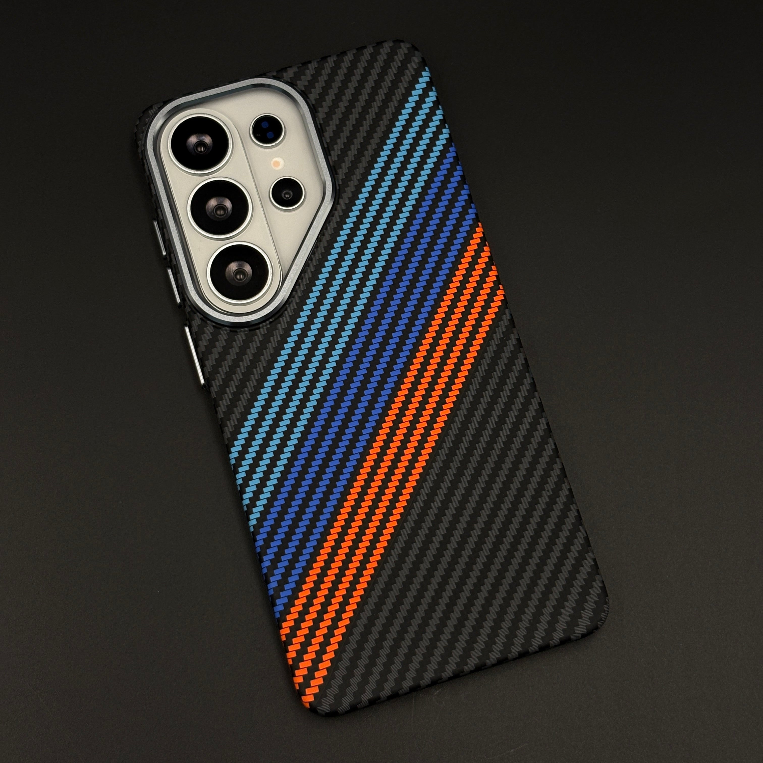 Carbon Fibre Racing Stripe Hidden MagSafe Mobile Case Cover for Samsung Galaxy S26 Ultra