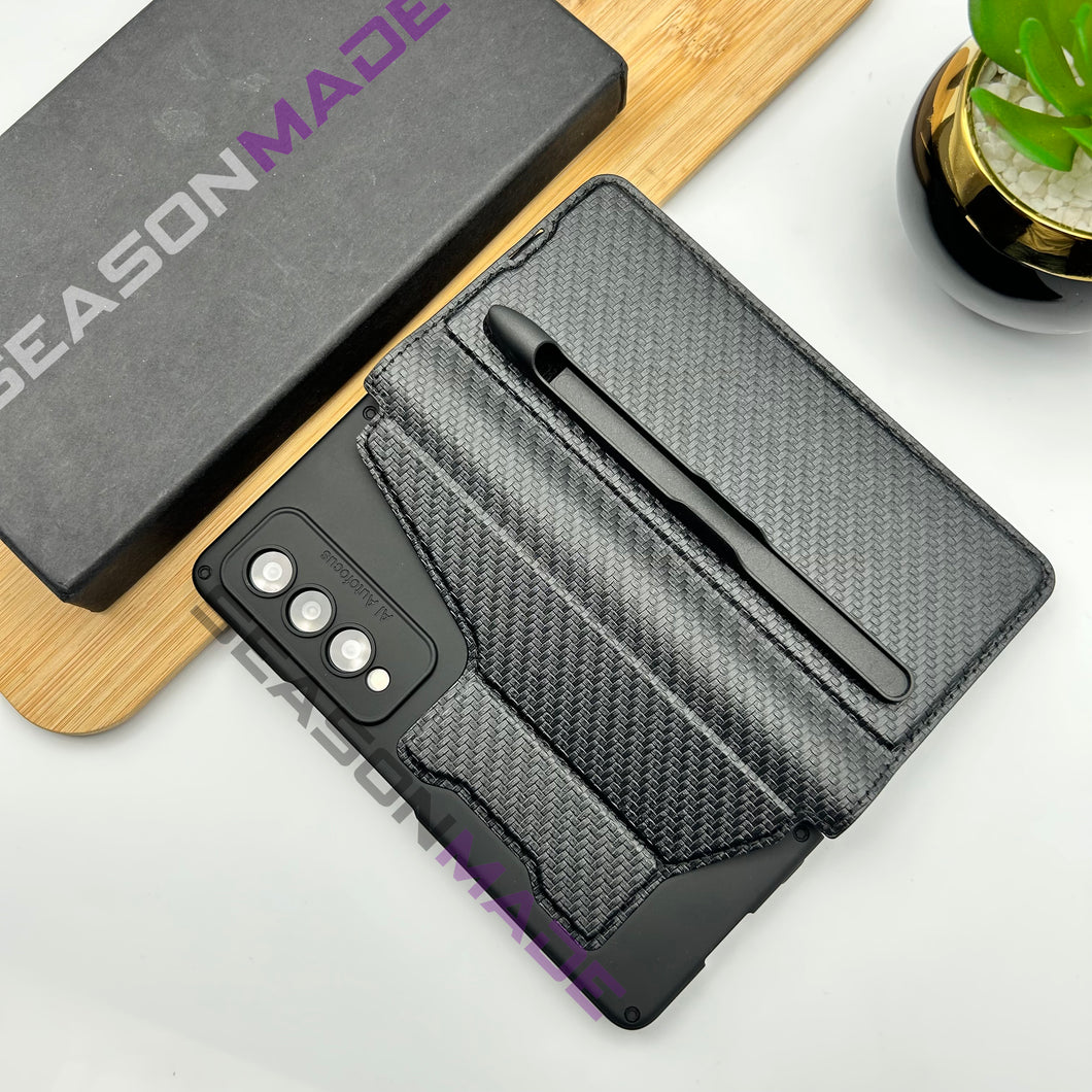 Samsung Galaxy Z Fold 4 Carbon Card Holder Case With S Pen Slot Cover