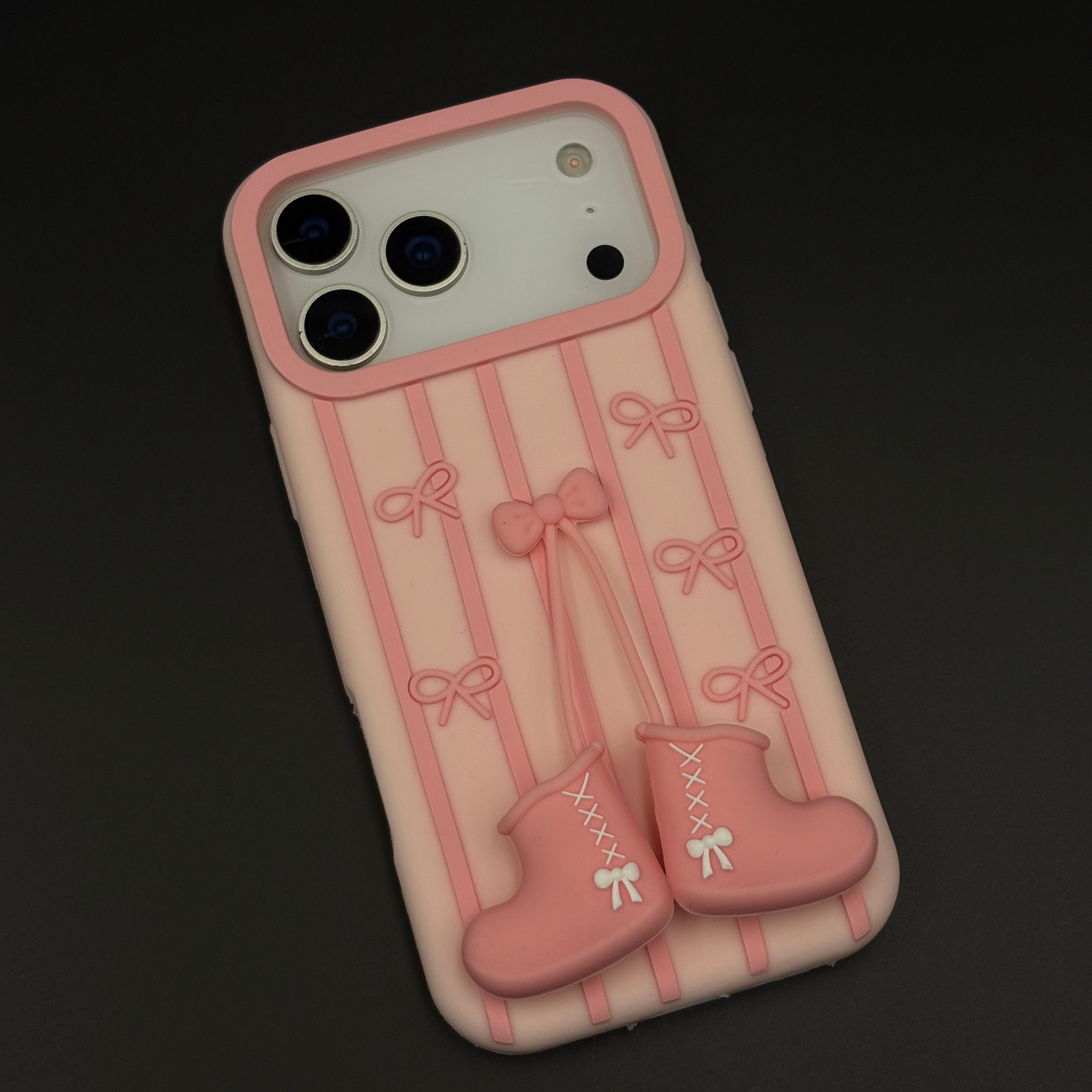 3D Ballet Boots Bow Stripe Cute Mobile Case Cover for iPhone 17 Series