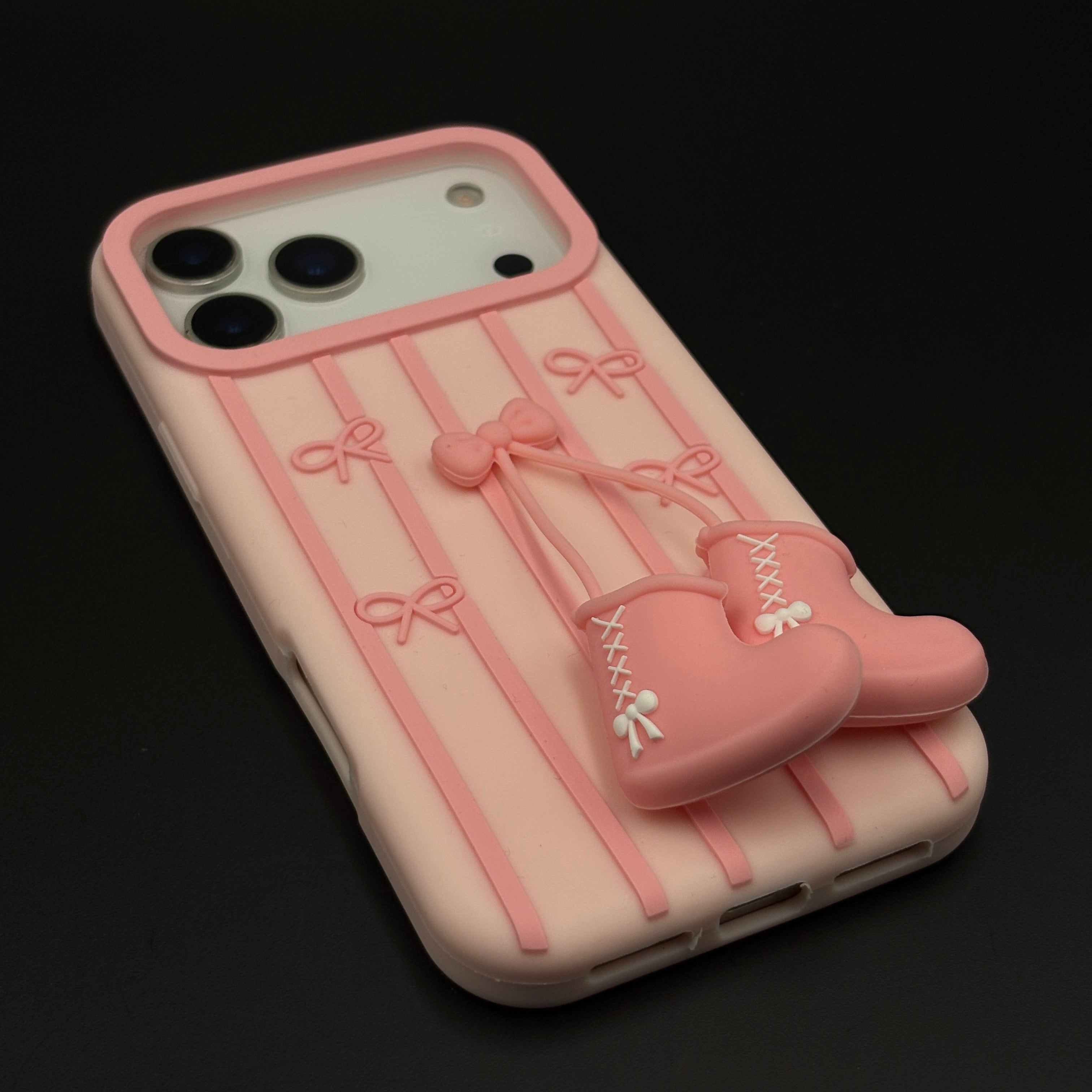 3D Ballet Boots Bow Stripe Cute Mobile Case Cover for iPhone 17 Series