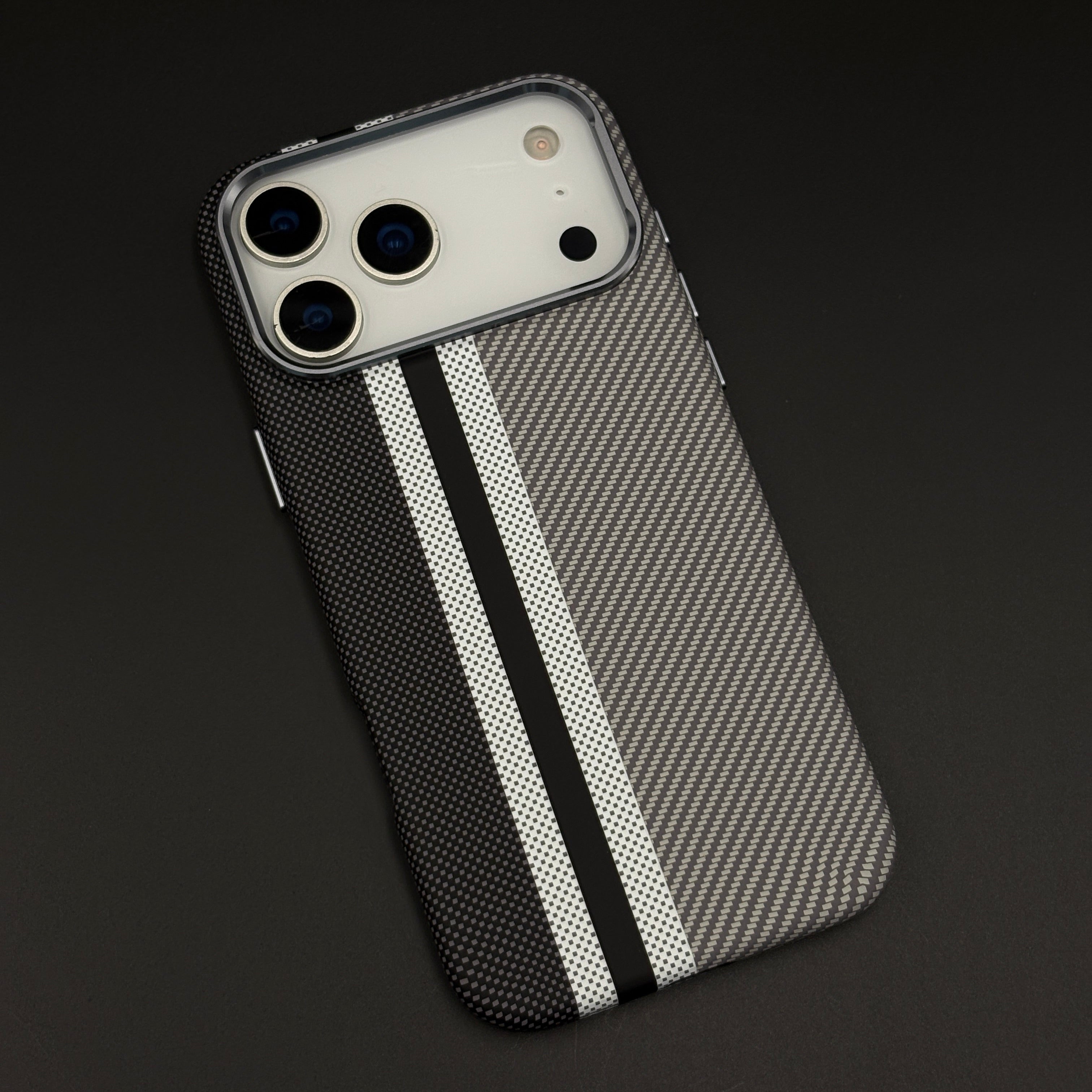 Aramid Texture Case Stripe Pattern Gray for iPhone 17 Series | Carbon Fibre Feel | Hidden MagSafe | Ultra Slim Fit