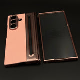 All-in-One Case | Leather Texture with Pen for Samsung Galaxy Z Fold 7 | Front Screen Protector & Side Hinge Protection