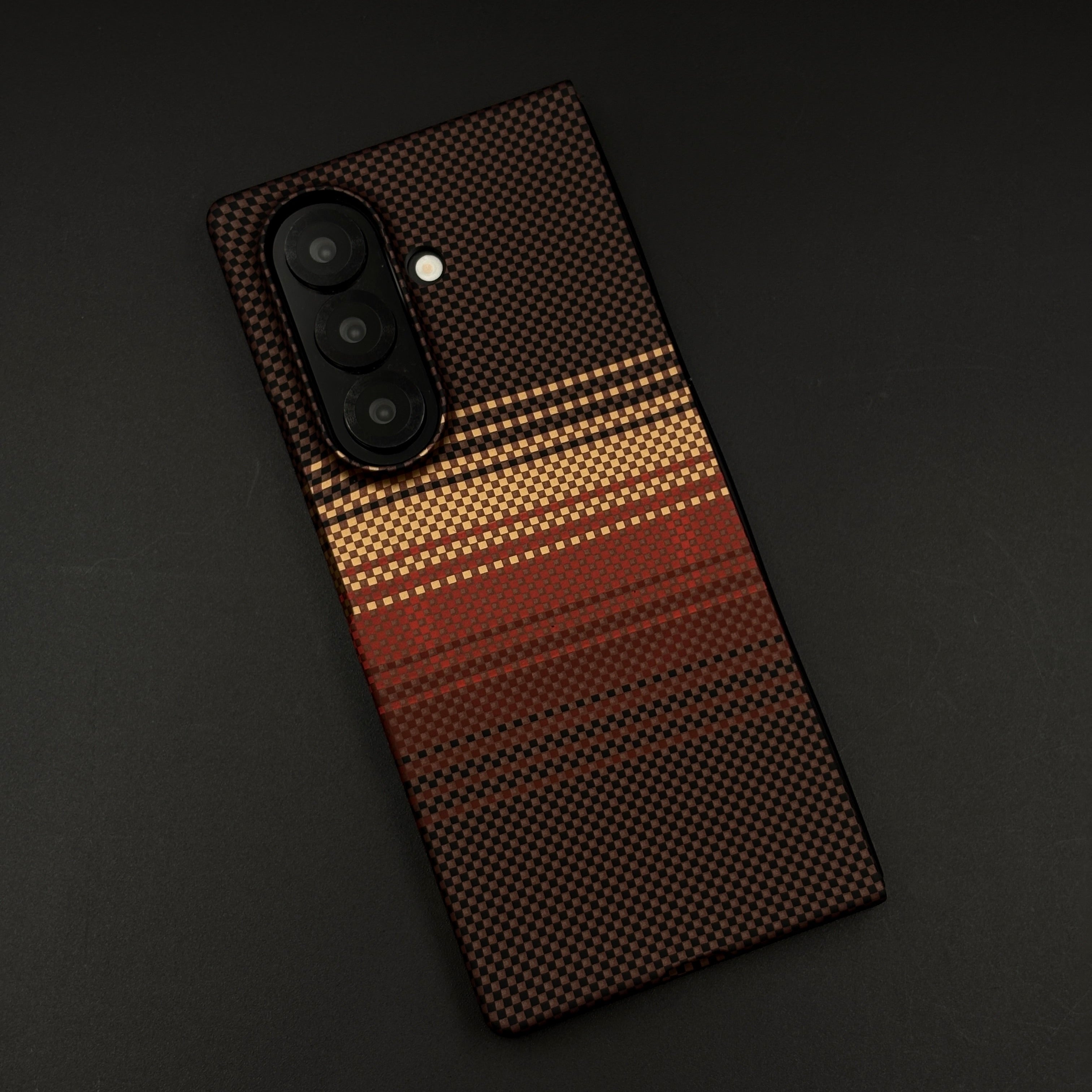 Brown Gradient Stripe Aramid Case for Samsung Galaxy Z Fold 7 with Hidden MagSafe | Camera Kickstand | Carbon Fibre Feel