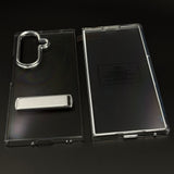 Non-Yellowing Transparent Metal Kickstand Mobile Case Cover with Front Screen Protector for Samsung Galaxy Z Fold 5