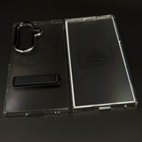 Non-Yellowing Transparent Metal Kickstand Mobile Case Cover with Front Screen Protector for Samsung Galaxy Z Fold 5