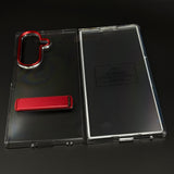 Non-Yellowing Transparent Metal Kickstand Mobile Case Cover with Front Screen Protector for Samsung Galaxy Z Fold 5