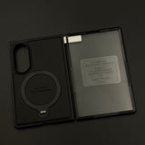 Stitched Leather MagSafe Ring Stand Case for Samsung Galaxy Z Fold 8 with Front Screen Guard