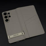 Flip Leather Case with Cardholder Slot & Metal Kickstand for Samsung Galaxy S26 Ultra