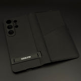 Flip Leather Case with Cardholder Slot & Metal Kickstand for Samsung Galaxy S26 Ultra