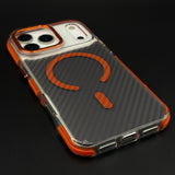 Carbon Fibre Texture MagSafe Mobile Case Cover in Smoky Style for iPhone 17 Series