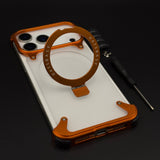Smokey Frameless Metal Border MagSafe Mobile Case Cover with Screwdriver Kit for iPhone 17 Series
