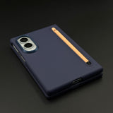 Silk-Touch Silicone Slim Case for Samsung Galaxy Z Fold 8 with Built-In Pen Holder & Stylus Pen