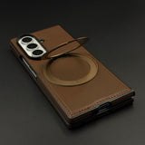 Stitched Leather MagSafe Ring Stand Case for Samsung Galaxy Z Fold 8 Ultra