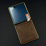 Leather Chrome Plated Case with Front Screen Protector for Samsung Galaxy Z Flip 7 | Luxury Protective Cover