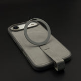 Stitch Leather MagSafe Case with Metal Stand & Strap Holder for iPhone 17 Air