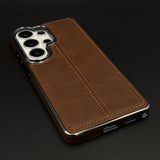 Centre Stitch Leather Chrome Plated Microfiber Inner Mobile Case Cover for Samsung Galaxy S26 Ultra