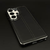 Centre Stitch Leather Chrome Plated Microfiber Inner Mobile Case Cover for Samsung Galaxy S26 Ultra