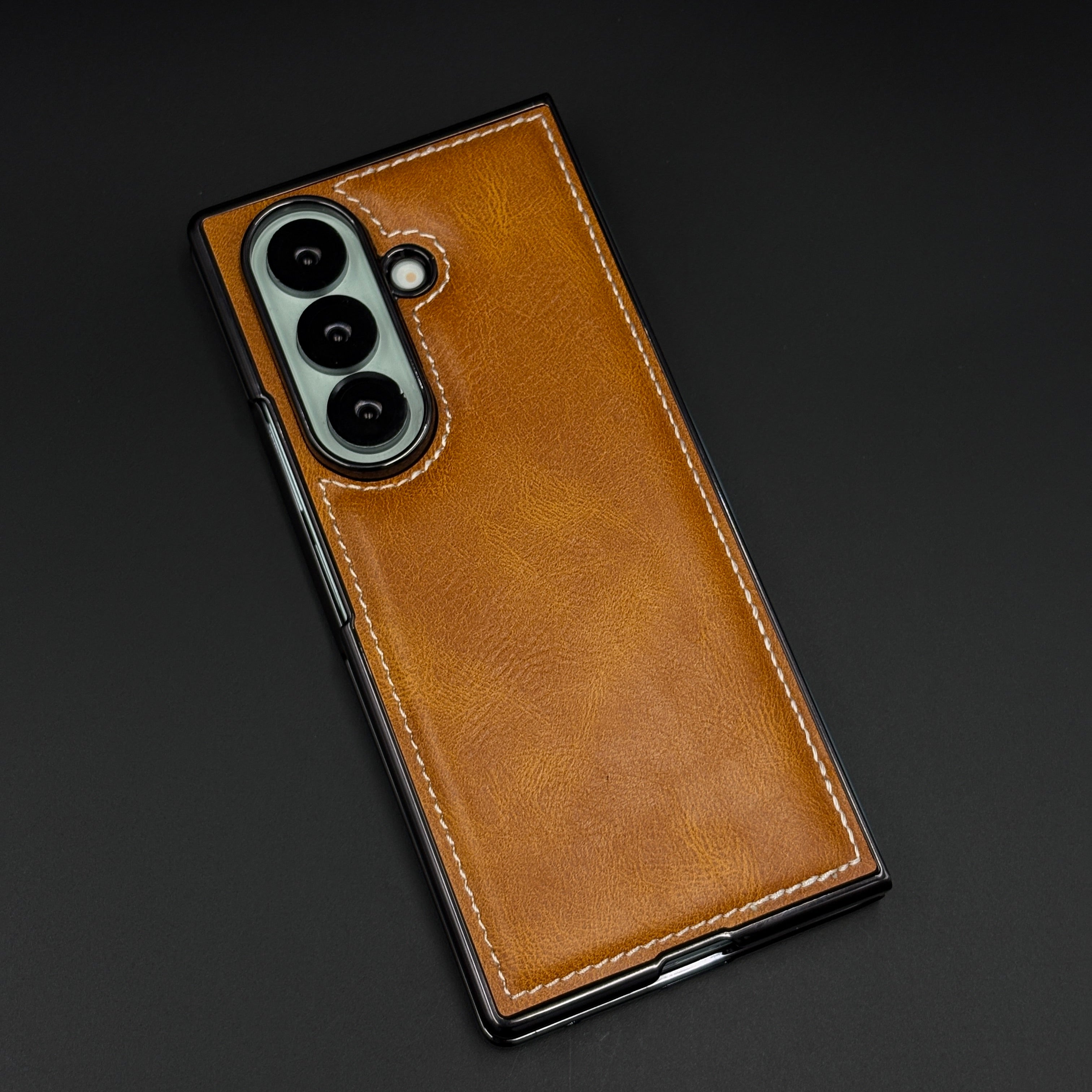 Stitch Leather Mobile Case Cover with Front Screen Protector for Samsung Galaxy Z Fold 7