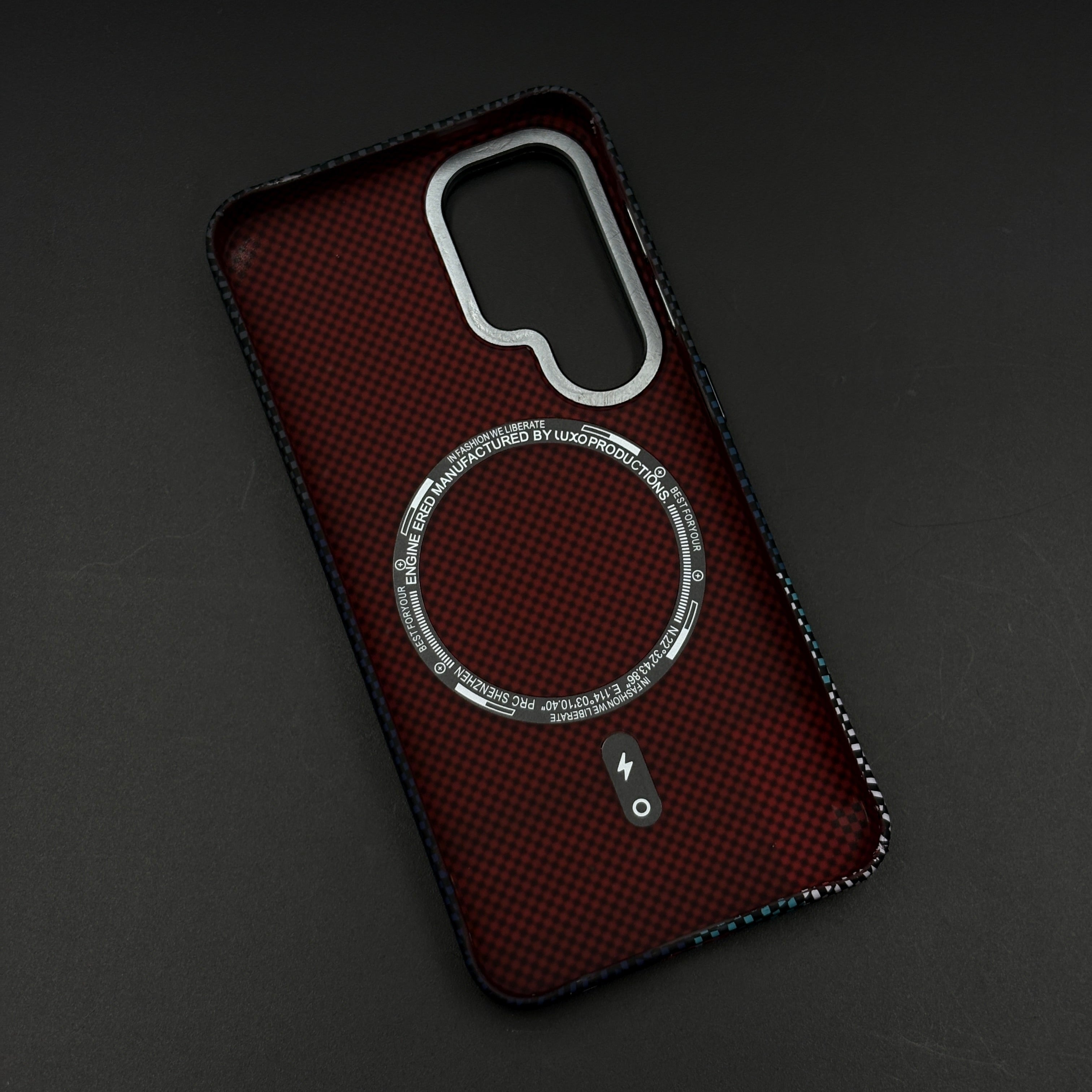 Blue Block Aramid Case with Hidden MagSafe for Samsung Galaxy S25 | Camera Kickstand | Carbon Fibre Feel