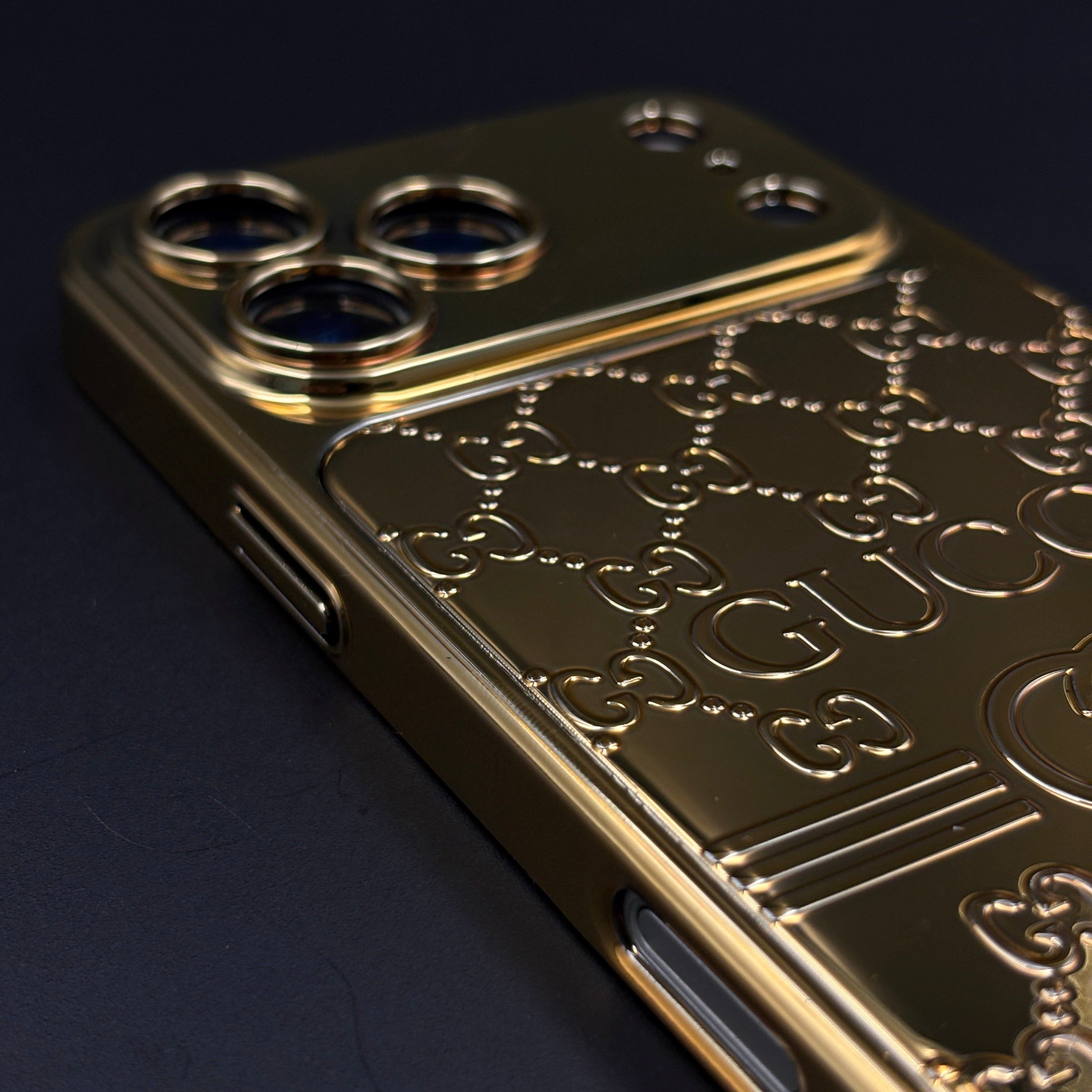 Gold Monogram Embossed GG Case for iPhone 17 Series
