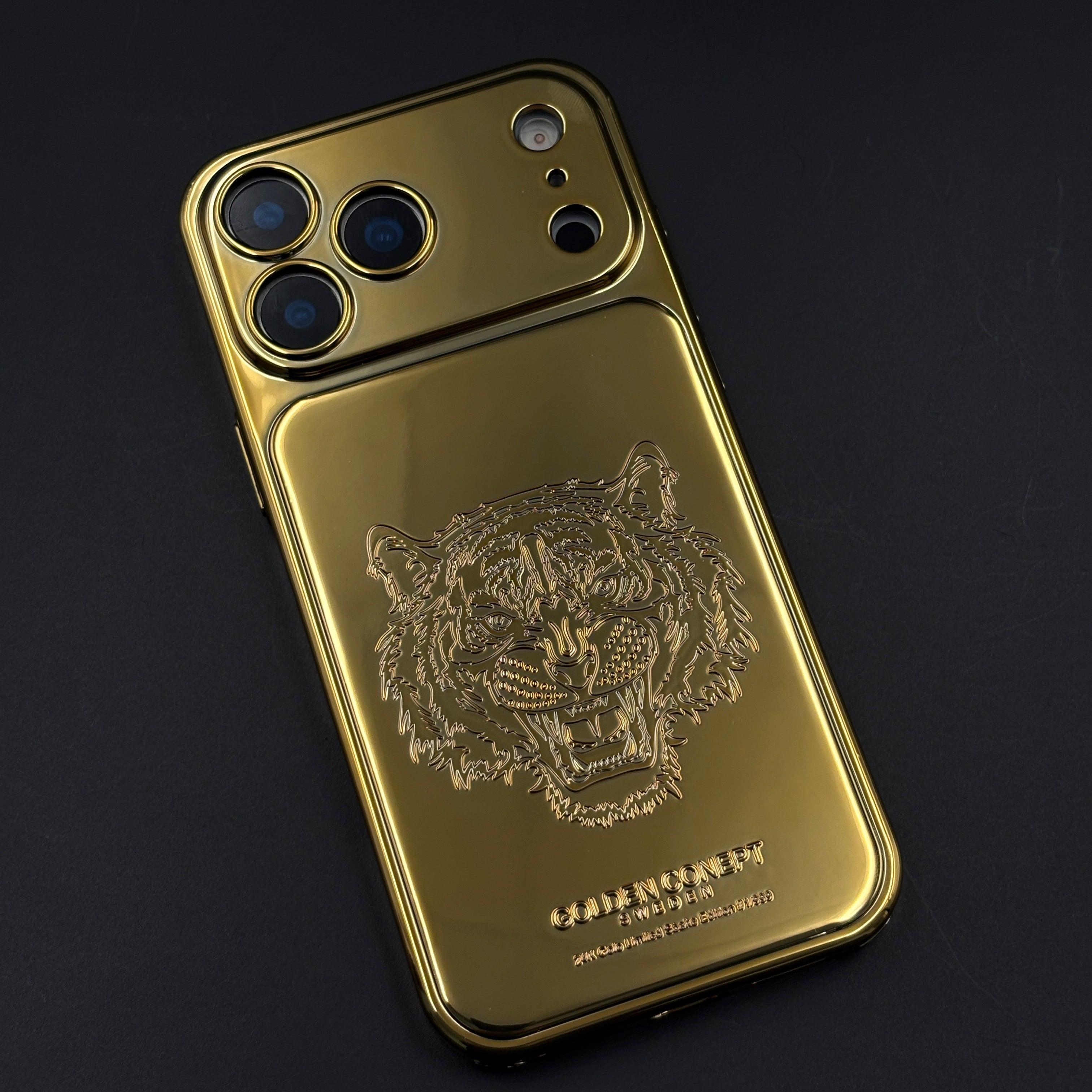 Gold Tiger Embossed Case for iPhone 17 Series with Camera Protection