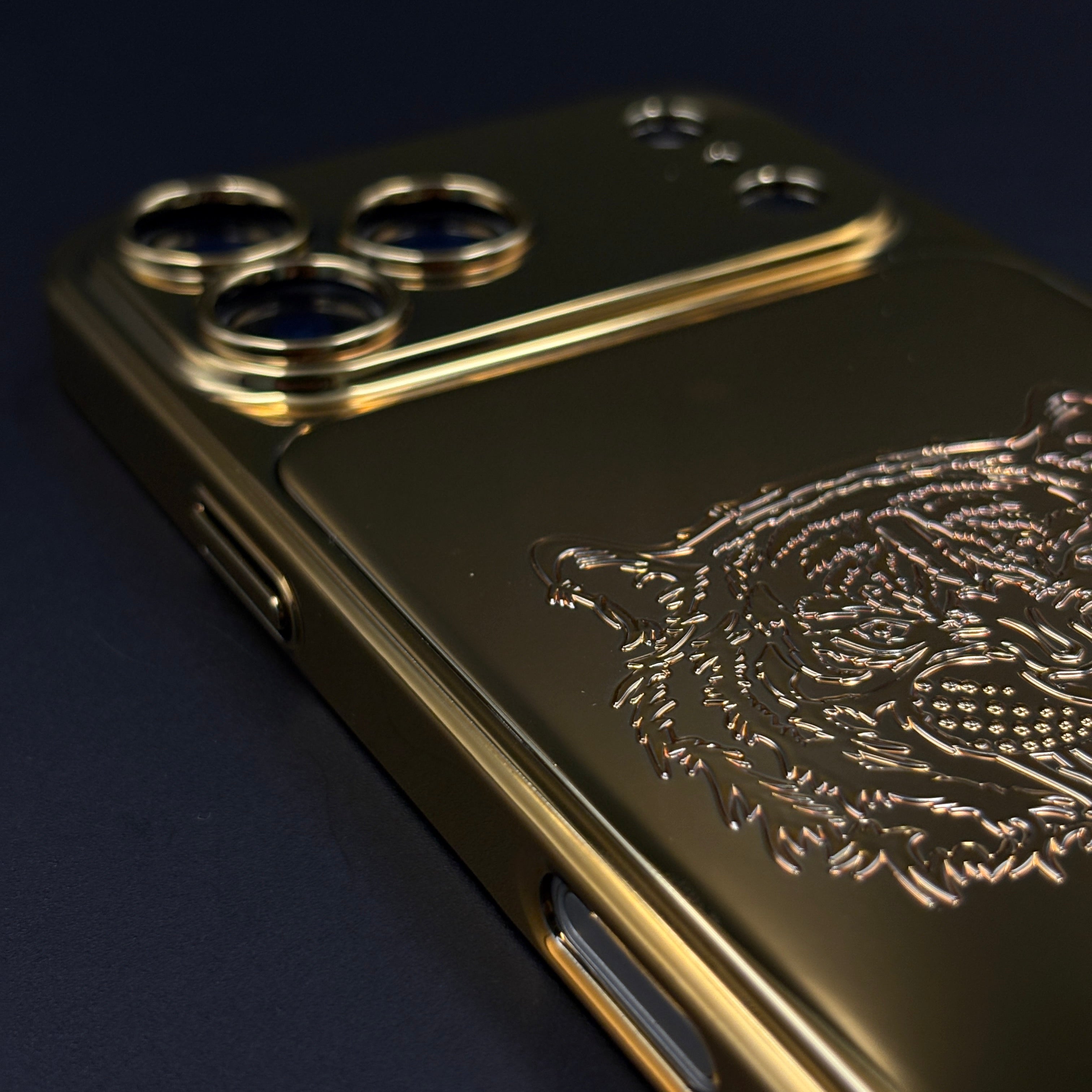 Gold Tiger Embossed Case for iPhone 17 Series with Camera Protection