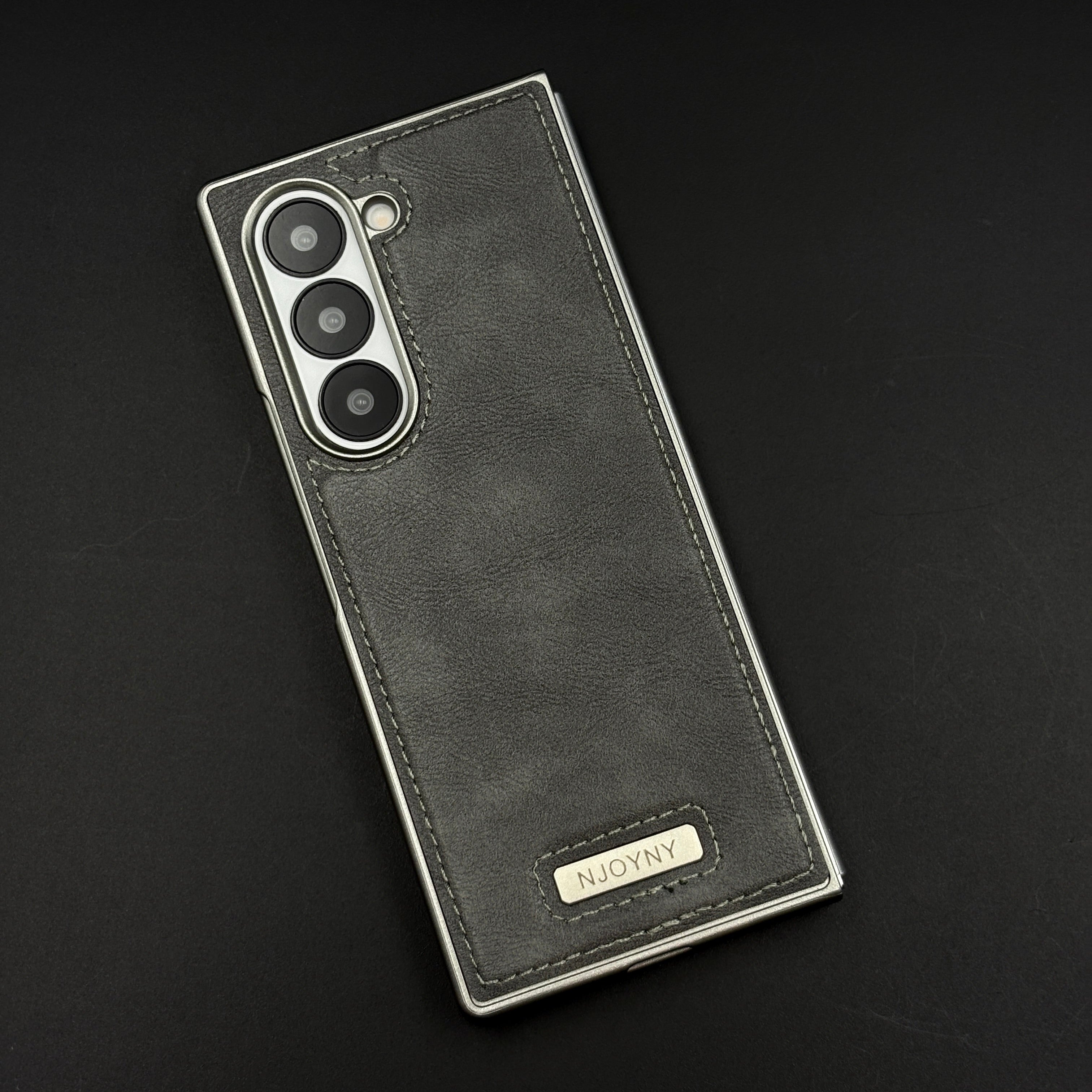 Handcrafted Stitch Leather Case for Galaxy Z Fold 6 | Retro Modern Protection