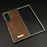 Handcrafted Stitch Leather Case for Galaxy Z Fold 6 | Retro Modern Protection