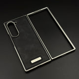 Handcrafted Stitch Leather Case for Galaxy Z Fold 6 | Retro Modern Protection