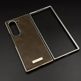 Handcrafted Stitch Leather Case for Galaxy Z Fold 6 | Retro Modern Protection